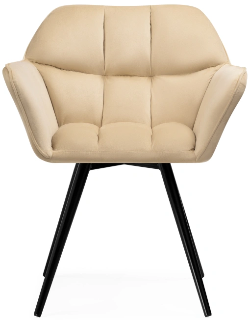Стул Ямес, мягкий, поворотный, бежевый / черный глянец