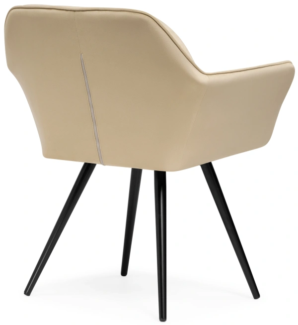 Стул Ямес, мягкий, поворотный, бежевый / черный глянец