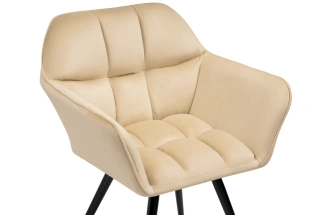 Стул Ямес, мягкий, поворотный, бежевый / черный глянец