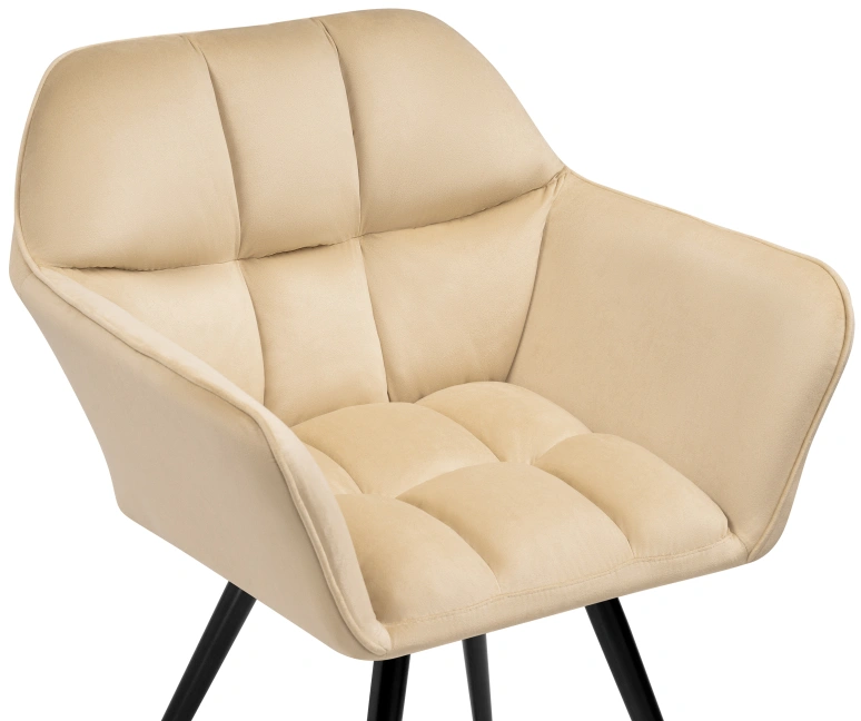 Стул Ямес, мягкий, поворотный, бежевый / черный глянец