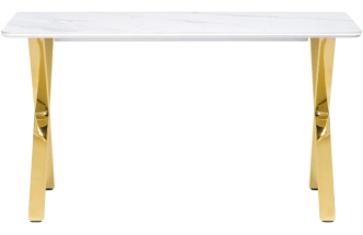 Кухонный стол Селена 3, 160x90x77, керамика, белый мрамор, каркас золотой