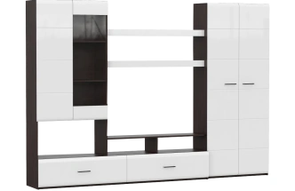 Стенка Jimenez, дуб венге / белый глянец