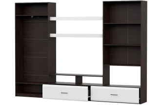 Стенка Jimenez, дуб венге / белый глянец