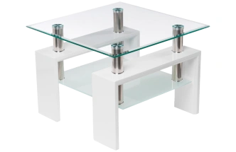 Журнальный стол ST-052, 60x60, стекло, white, каркас белый