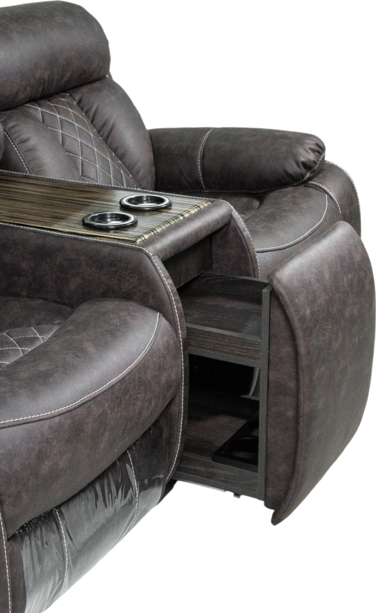 Диван прямой Азалия, электрореклайнер, двухместный, Тревел Брик / Венге / Контрастная