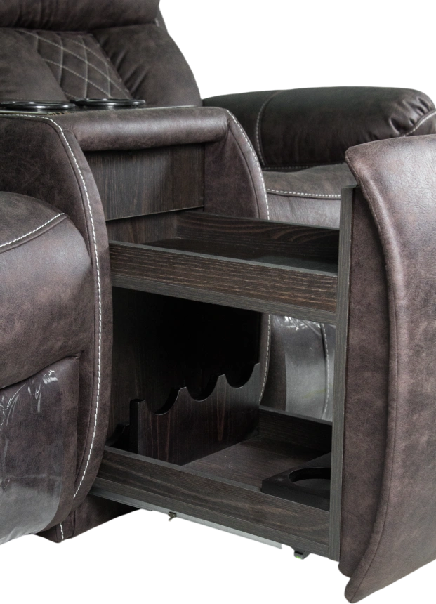 Диван прямой Азалия, электрореклайнер, двухместный, Тревел Брик / Венге / Контрастная