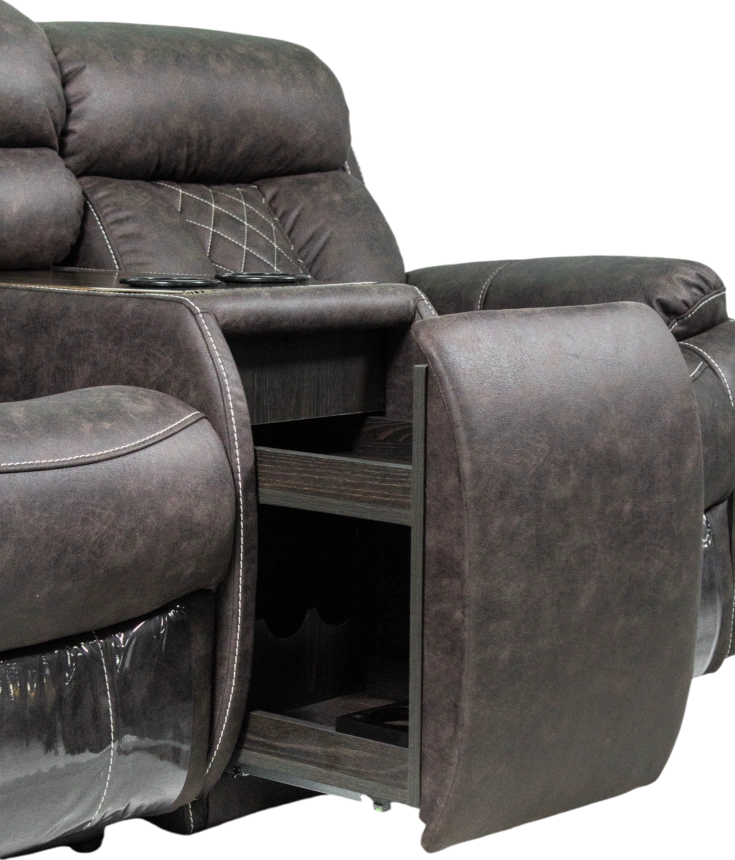 Диван прямой Азалия, электрореклайнер, двухместный, Тревел Брик / Венге / Контрастная