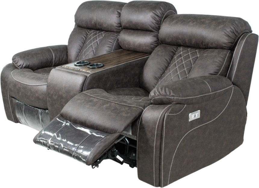 Диван прямой Азалия, электрореклайнер, двухместный, Тревел Брик / Венге / Контрастная