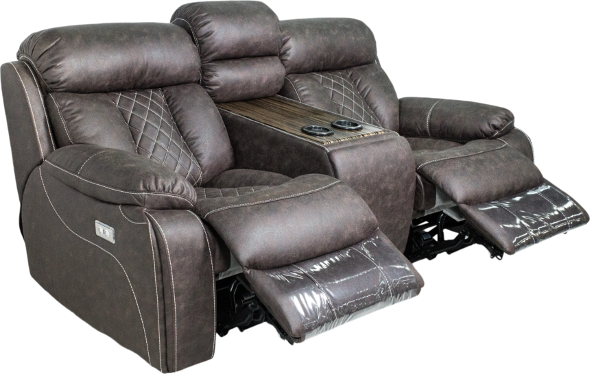 Диван прямой Азалия, электрореклайнер, двухместный, Тревел Брик / Венге / Контрастная