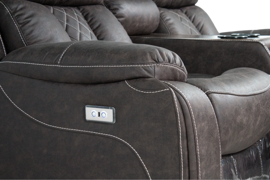 Диван прямой Азалия, электрореклайнер, двухместный, Тревел Брик / Венге / Контрастная