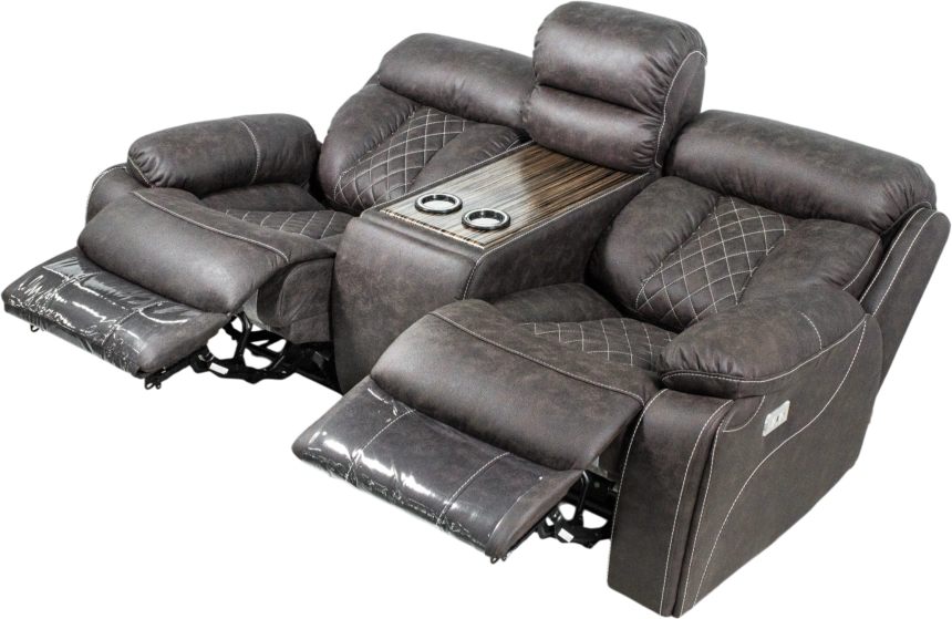 Диван прямой Азалия, электрореклайнер, двухместный, Тревел Брик / Венге / Контрастная