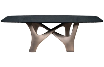 Обеденный стол Fusion, стекло, черный / шампань