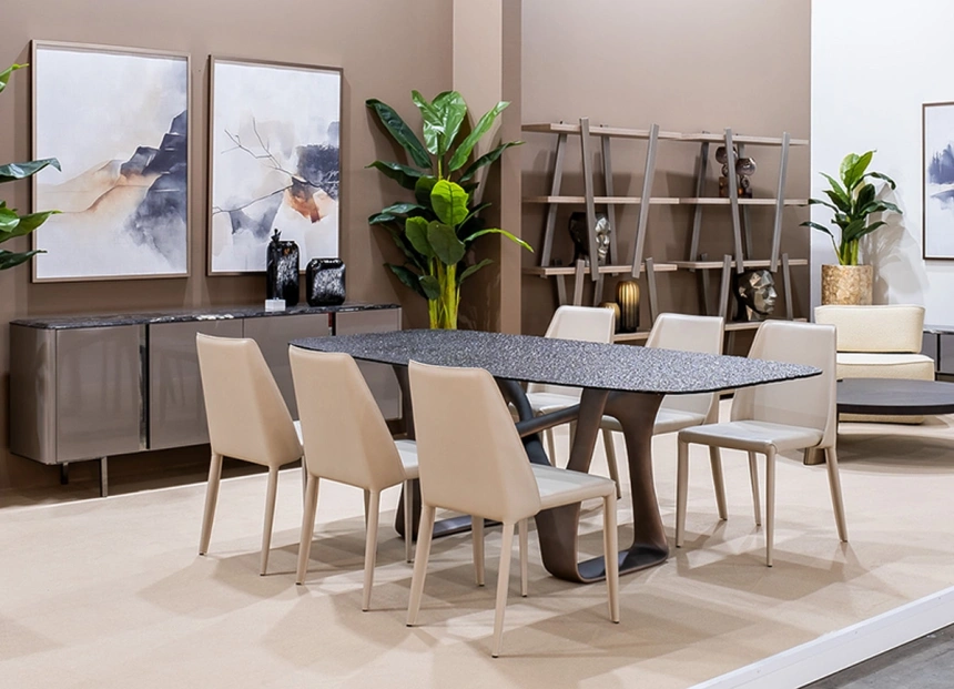 Обеденный стол Fusion, стекло, черный / шампань