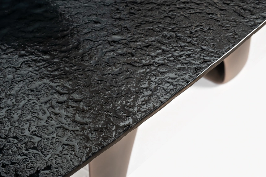 Обеденный стол Fusion, стекло, черный / шампань