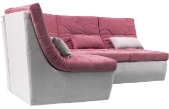 Диван угловой София 2 с кресельной частью, Tenerife holly berry, Tenerife silver, с задней тканью