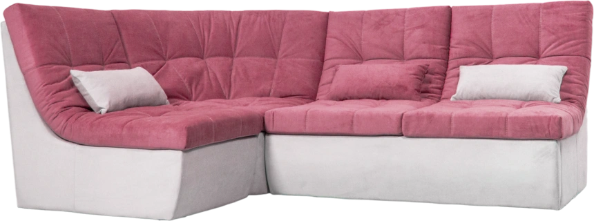 Диван угловой София 2 с кресельной частью, Tenerife holly berry, Tenerife silver, с задней тканью