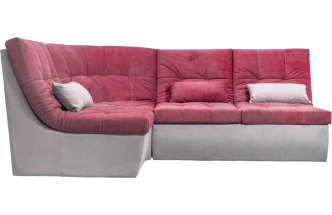 Диван угловой София 2 с кресельной частью, Tenerife holly berry, Tenerife silver, с задней тканью