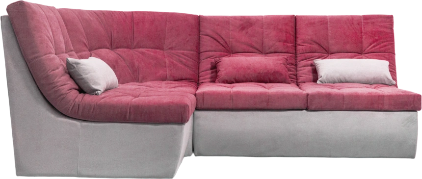 Диван угловой София 2 с кресельной частью, Tenerife holly berry, Tenerife silver, с задней тканью