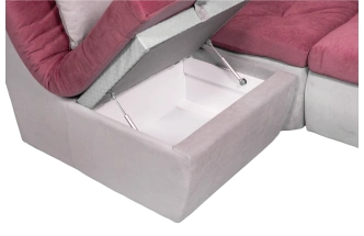 Диван угловой София 2 с кресельной частью, Tenerife holly berry, Tenerife silver, с задней тканью