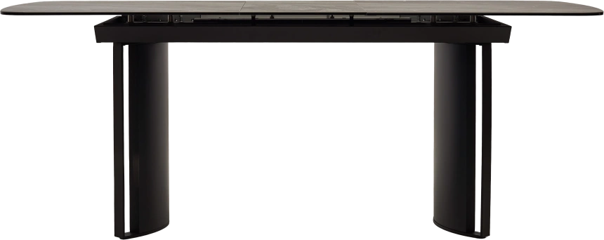 Кухонный стол раздвижной Rasmus 160, KL-80 Серый мрамор, итальянская керамика, черный каркас