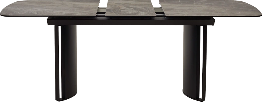 Кухонный стол раздвижной Rasmus 160, KL-80 Серый мрамор, итальянская керамика, черный каркас