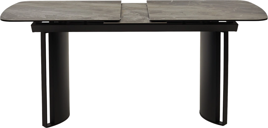 Кухонный стол раздвижной Rasmus 160, KL-80 Серый мрамор, итальянская керамика, черный каркас