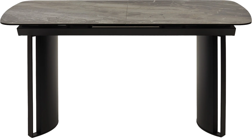 Кухонный стол раздвижной Rasmus 160, KL-80 Серый мрамор, итальянская керамика, черный каркас