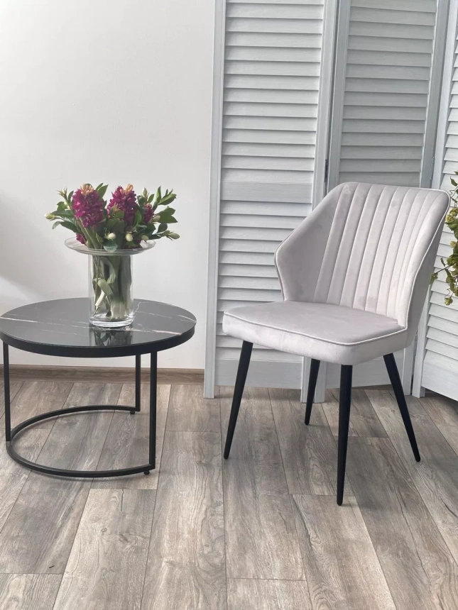 Стул Seattle-V, мягкий, светло-серый BM-4, велюр, черный каркас 