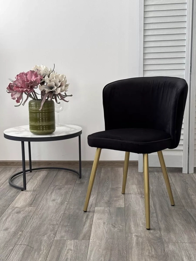 Стул Моне, мягкий, Zizi 521 черный, велюр, золотой каркас 