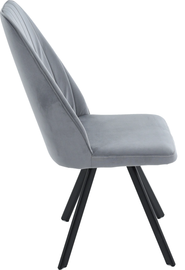 Стул Silvio, мягкий со спинкой, серый, велюр, каркас черный
