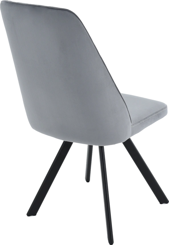Стул Silvio, мягкий со спинкой, серый, велюр, каркас черный
