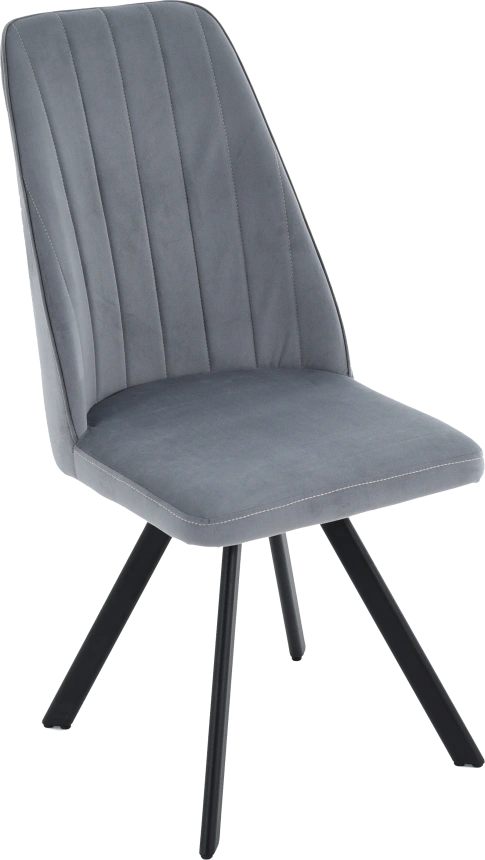 Стул Silvio, мягкий со спинкой, серый, велюр, каркас черный