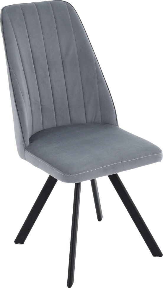 Стул Silvio, мягкий со спинкой, серый, велюр, каркас черный