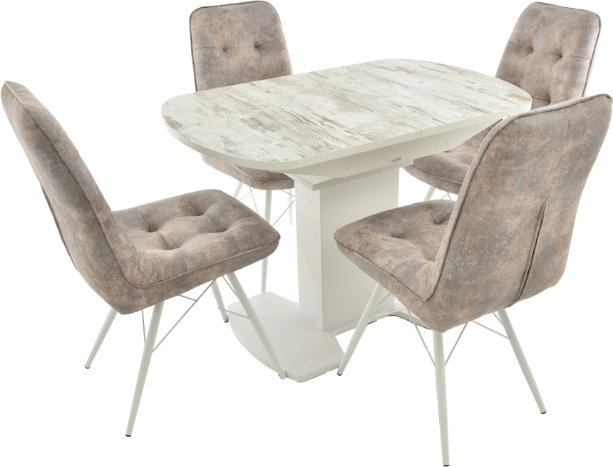 Кухонный стол Корсика, дерево светлое, пластик, каркас белый 