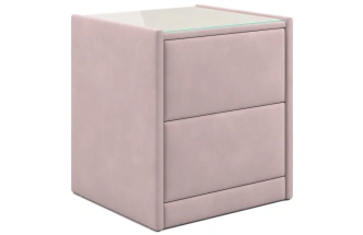 Тумба прикроватная Аризона, мягкая, с ящиками, велюр, альба роза