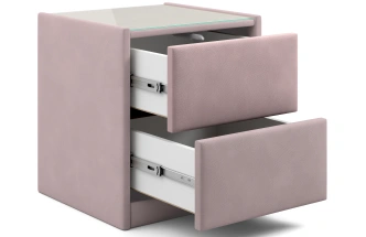 Тумба прикроватная Аризона, мягкая, с ящиками, велюр, альба роза