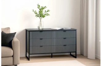 Комод Нора, на ножках, с шестью ящиками, металл бруклин / графит