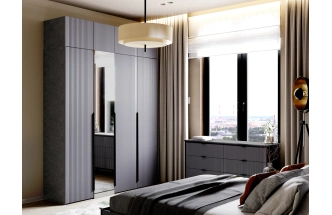 Комод Нора, на ножках, с шестью ящиками, металл бруклин / графит