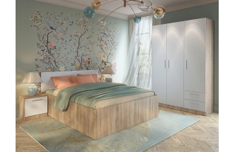 Спальный гарнитур Илга, набор мебели 1, дуб сонома / белый