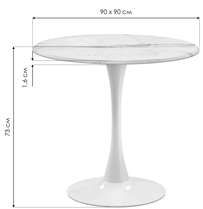 Кухонный стол Тулип, 90x73, МДФ, орех кантри, каркас черный