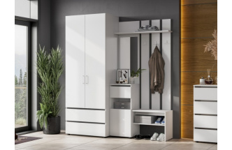 Шкаф двухдверный Валенсия, распашной для одежды, белый текстурный