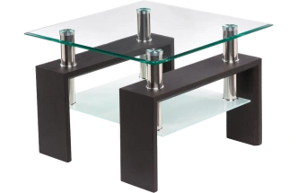 Журнальный стол ST-052, 60x60, стекло, wenge, каркас темно-коричневый 