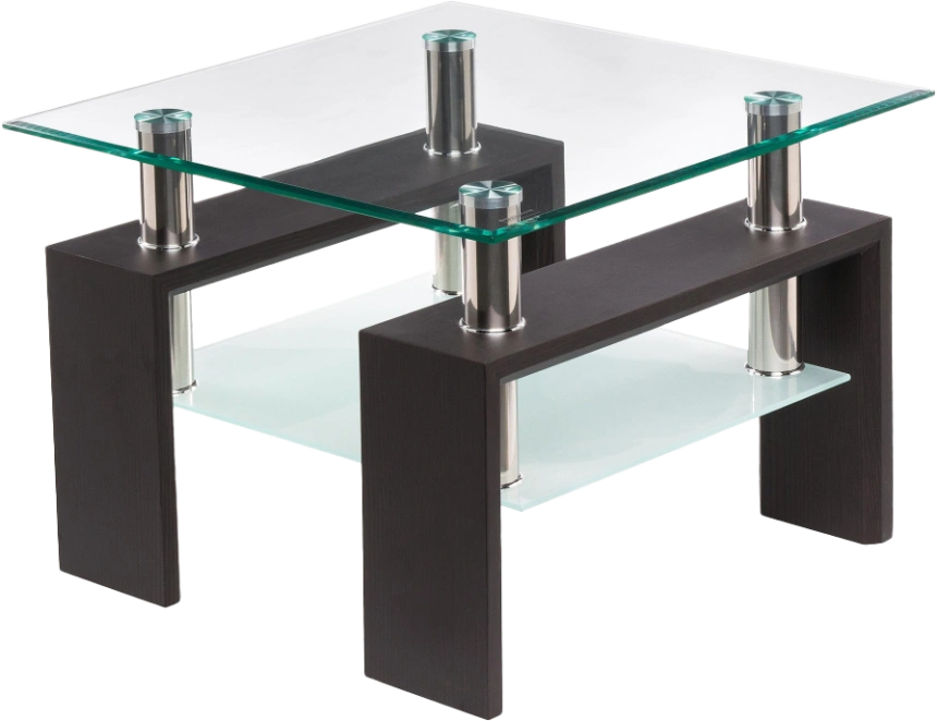 Журнальный стол ST-052, 60x60, стекло, wenge, каркас темно-коричневый 