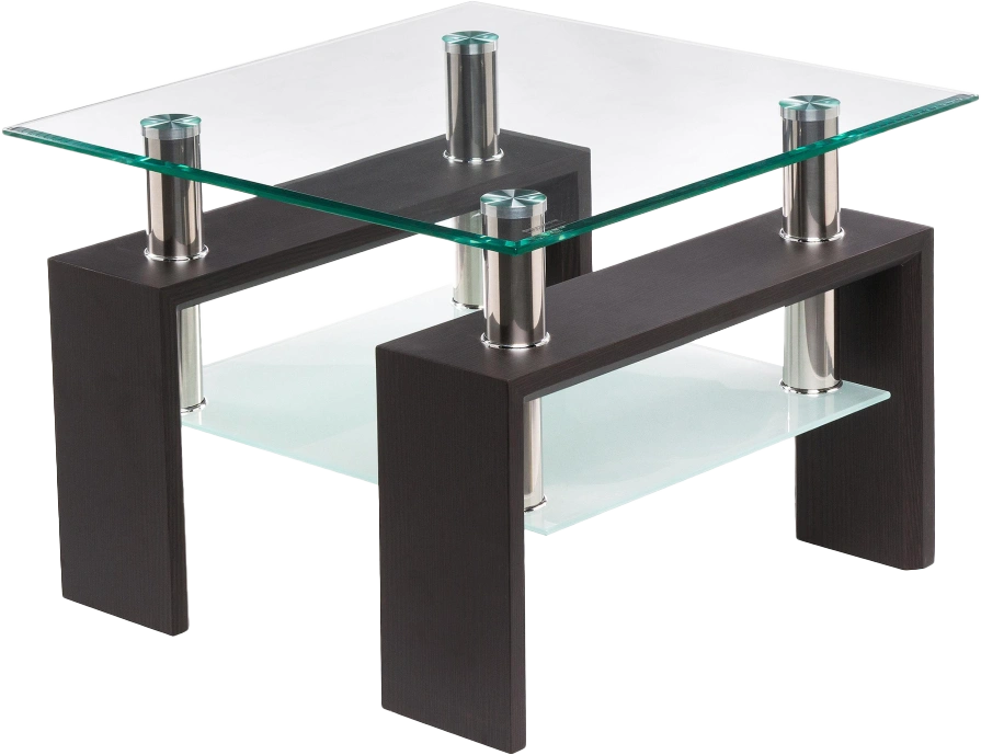 Журнальный стол ST-052, 60x60, стекло, wenge, каркас темно-коричневый 