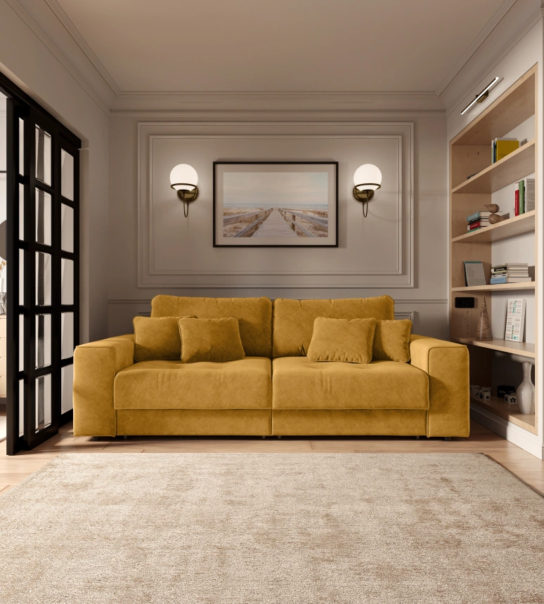 Диван прямой Конте, модель 036, Germes Terra (Оранжевый-Терракота)