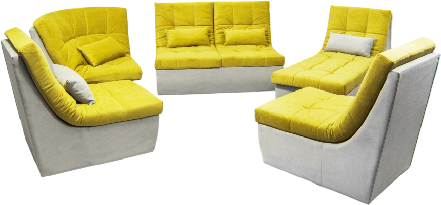 Диван угловой София 2 удлиненный, Catania lemon, Catania smoke, с задней тканью