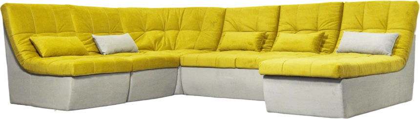 Диван угловой София 2 удлиненный, Catania lemon, Catania smoke, с задней тканью