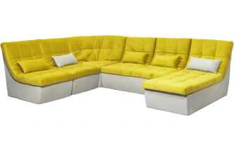 Диван угловой София 2 удлиненный, Catania lemon, Catania smoke, с задней тканью