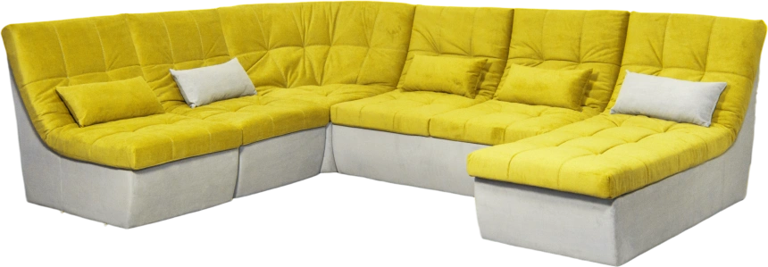 Диван угловой София 2 удлиненный, Catania lemon, Catania smoke, с задней тканью