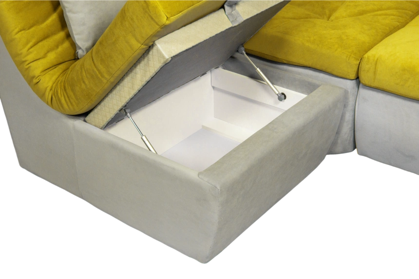 Диван угловой София 2 удлиненный, Catania lemon, Catania smoke, с задней тканью